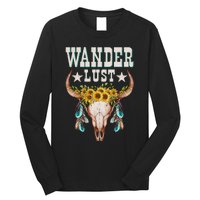 Wanderlust Country Western Boho Cow Skull Adventure Long Sleeve Shirt