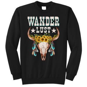 Wanderlust Country Western Boho Cow Skull Adventure Sweatshirt