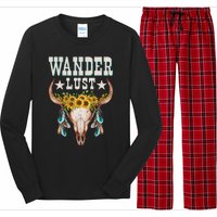 Wanderlust Country Western Boho Cow Skull Adventure Long Sleeve Pajama Set