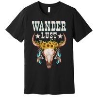 Wanderlust Country Western Boho Cow Skull Adventure Premium T-Shirt