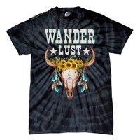 Wanderlust Country Western Boho Cow Skull Adventure Tie-Dye T-Shirt