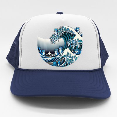 Women Cute Wave Of Blue Cats For Kamala Funny Gift Trucker Hat