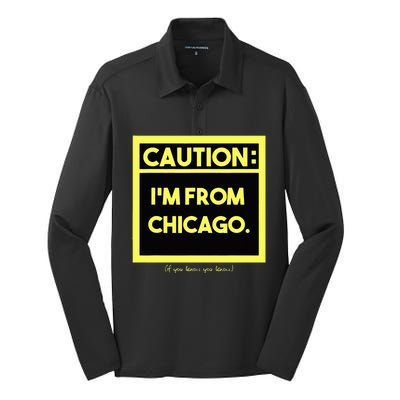 Windy City Wonder Caution Im From Chicago Lakeside Legacy Silk Touch Performance Long Sleeve Polo