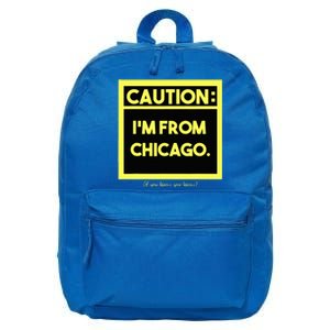 Windy City Wonder Caution Im From Chicago Lakeside Legacy 16 in Basic Backpack