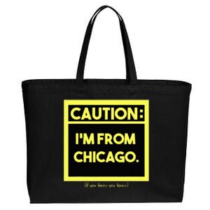 Windy City Wonder Caution Im From Chicago Lakeside Legacy Cotton Canvas Jumbo Tote