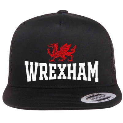 Wrexham City Wales Red Dragon Wrecsam Cymru County Of Wales Flat Bill Trucker Hat