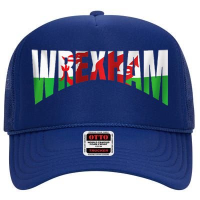 Wrexham Children Wales Flag Welsh High Crown Mesh Back Trucker Hat