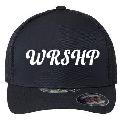 WRSHP Christian Worship Shortened Word Flexfit Unipanel Trucker Cap