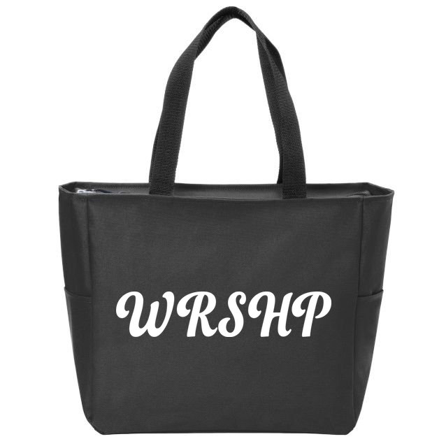 WRSHP Christian Worship Shortened Word Zip Tote Bag