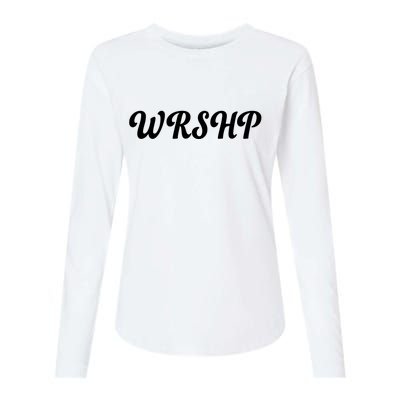 WRSHP Christian Worship Shortened Word Womens Cotton Relaxed Long Sleeve T-Shirt