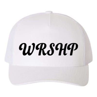 WRSHP Christian Worship Shortened Word Yupoong Adult 5-Panel Trucker Hat