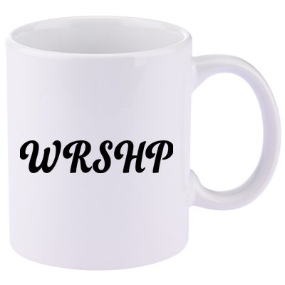 WRSHP Christian Worship Shortened Word 11oz C Handle Ceramic Mug