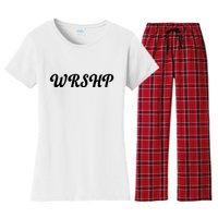 WRSHP Christian Worship Shortened Word Women's Flannel Pajama Set