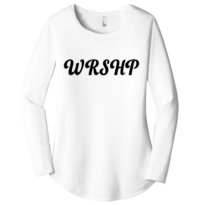 WRSHP Christian Worship Shortened Word Women's Perfect Tri Tunic Long Sleeve Shirt