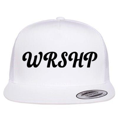 WRSHP Christian Worship Shortened Word Flat Bill Trucker Hat