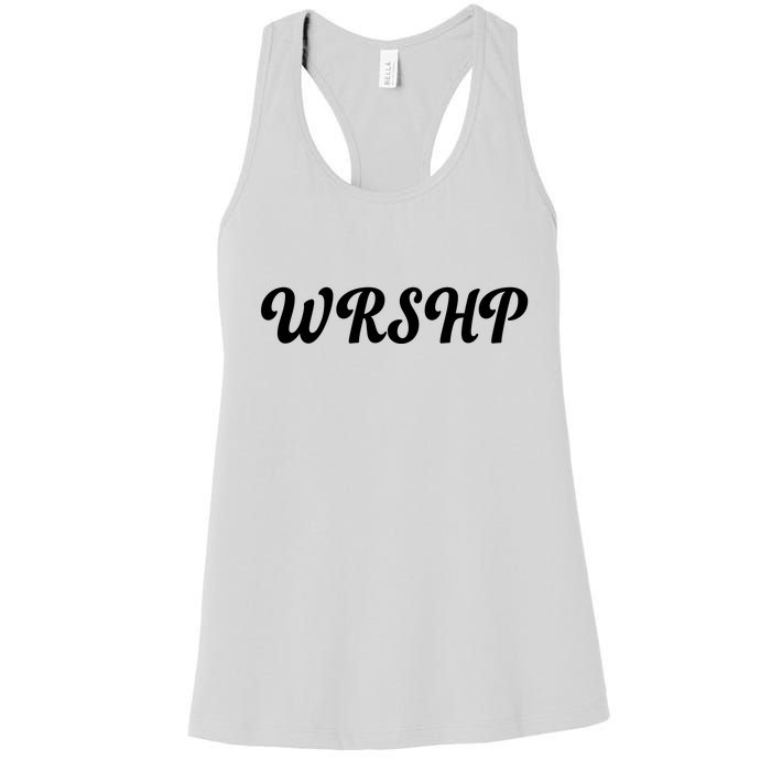 WRSHP Christian Worship Shortened Word Women's Racerback Tank