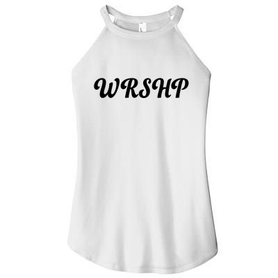 WRSHP Christian Worship Shortened Word Women's Perfect Tri Rocker Tank