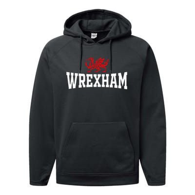 Wrexham City Wales Red Dragon Wrecsam Cymru County Of Wales Performance Fleece Hoodie