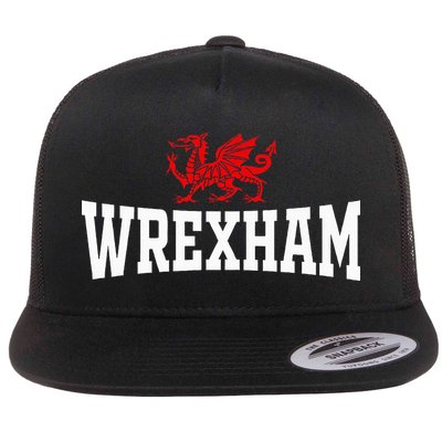 Wrexham City Wales Red Dragon Wrecsam Cymru County Of Wales Flat Bill Trucker Hat