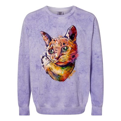 Watercolor Cat Colorblast Crewneck Sweatshirt