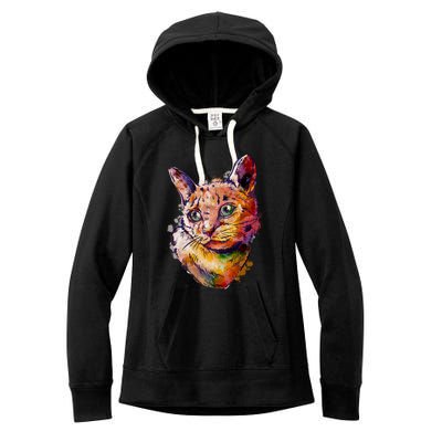 Watercolor Cat Women's Fleece Hoodie