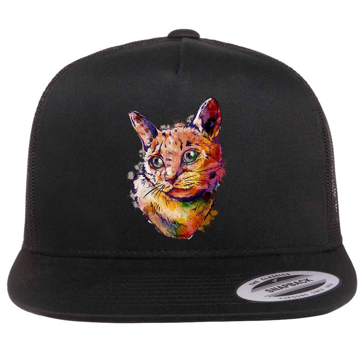Watercolor Cat Flatbill Hat
