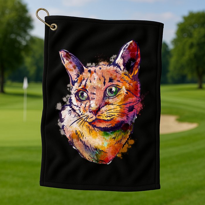 Watercolor Cat Golf Towel