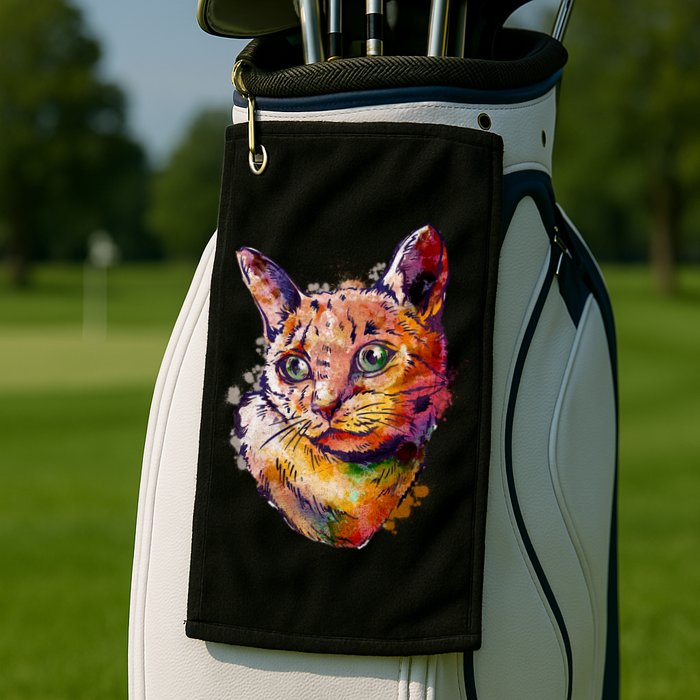 Watercolor Cat Golf Towel