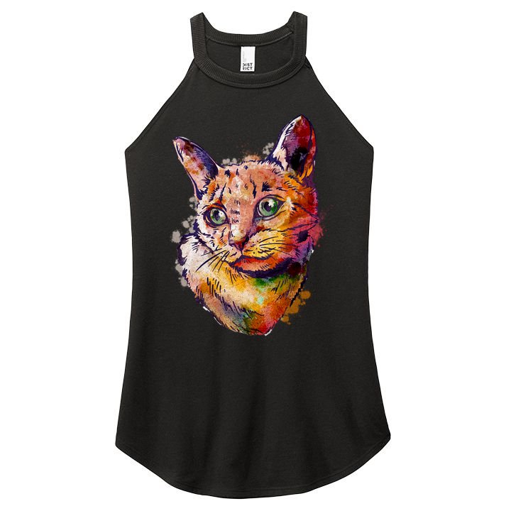 Watercolor Cat Women's Perfect Tri Rocker Tank