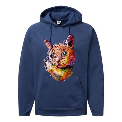 Watercolor Cat Performance Fleece Hoodie