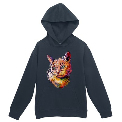 Watercolor Cat Urban Pullover Hoodie