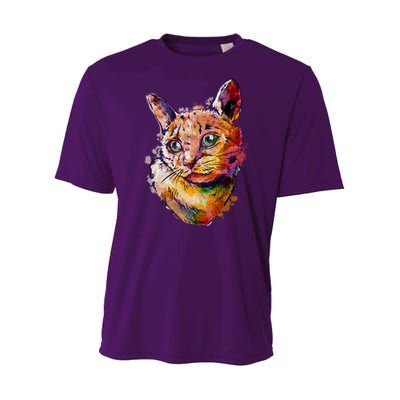 Watercolor Cat Youth Performance Sprint T-Shirt