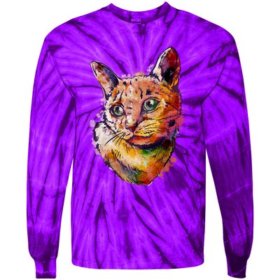 Watercolor Cat Tie-Dye Long Sleeve Shirt