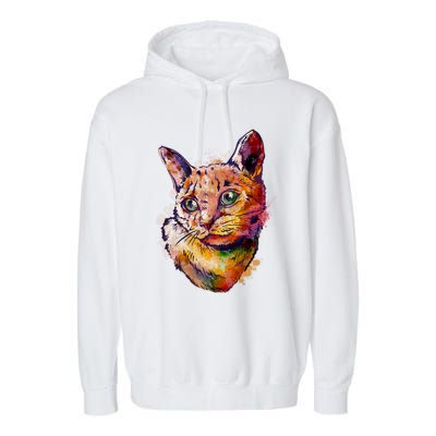 Watercolor Cat Garment-Dyed Fleece Hoodie