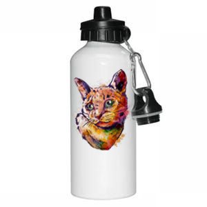 Watercolor Cat Aluminum Water Bottle 