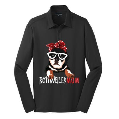 Womens Cute Womens Rottweiler Mom Gift Rottie Mom Silk Touch Performance Long Sleeve Polo