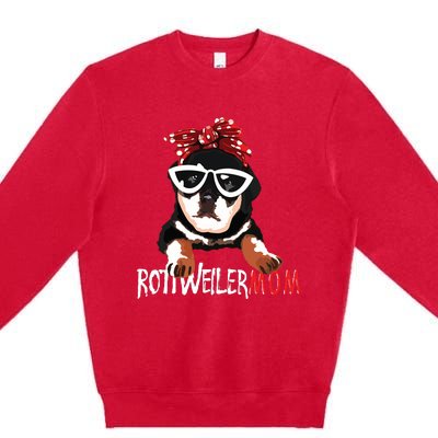 Womens Cute Womens Rottweiler Mom Gift Rottie Mom Premium Crewneck Sweatshirt