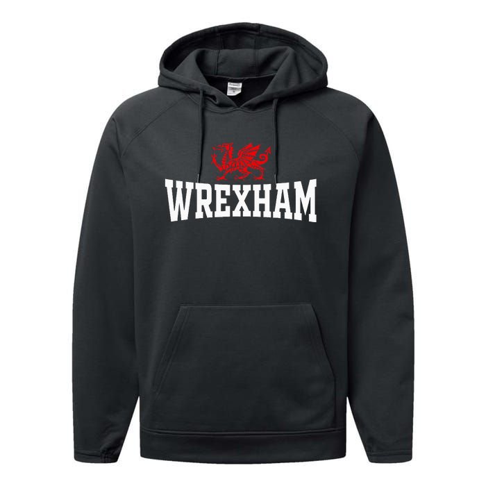 Wrexham City Wales Red Dragon Wrecsam Cymru County Of Wales Performance Fleece Hoodie