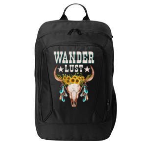 Wanderlust Country Western Boho Cow Skull Adventure City Backpack