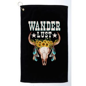 Wanderlust Country Western Boho Cow Skull Adventure Platinum Collection Golf Towel