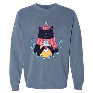 Winter Cat Garment-Dyed Sweatshirt