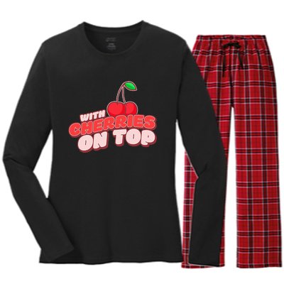 With Cherries Women's Long Sleeve Flannel Pajama Set 