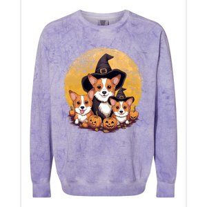 Welsh Corgi Witch HowlOWeen Pawsome Pumpkin Halloween Gift Colorblast Crewneck Sweatshirt