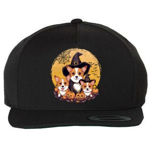 Welsh Corgi Witch HowlOWeen Pawsome Pumpkin Halloween Gift Wool Snapback Cap