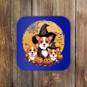 Welsh Corgi Witch HowlOWeen Pawsome Pumpkin Halloween Gift Coaster