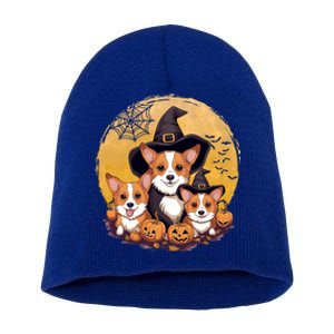 Welsh Corgi Witch HowlOWeen Pawsome Pumpkin Halloween Gift Short Acrylic Beanie