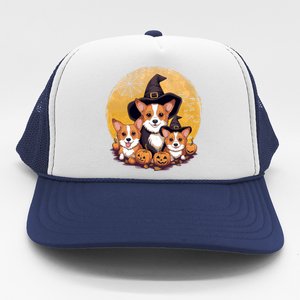 Welsh Corgi Witch HowlOWeen Pawsome Pumpkin Halloween Gift Trucker Hat