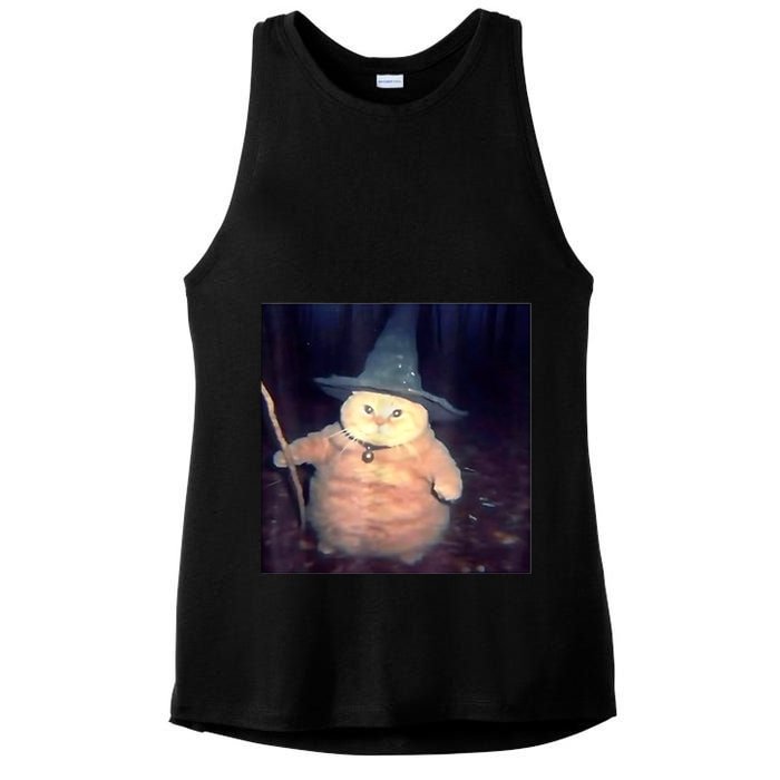 Wizard Cat Weird Funny Halloween Cat Meme Ladies PosiCharge Tri-Blend Wicking Tank