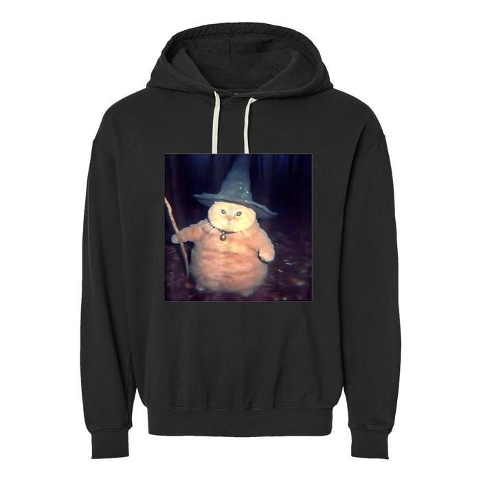 Wizard Cat Weird Funny Halloween Cat Meme Garment-Dyed Fleece Hoodie