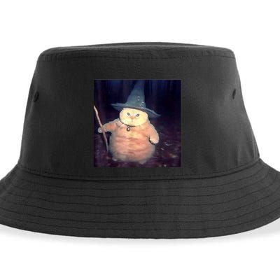 Wizard Cat Weird Funny Halloween Cat Meme Sustainable Bucket Hat